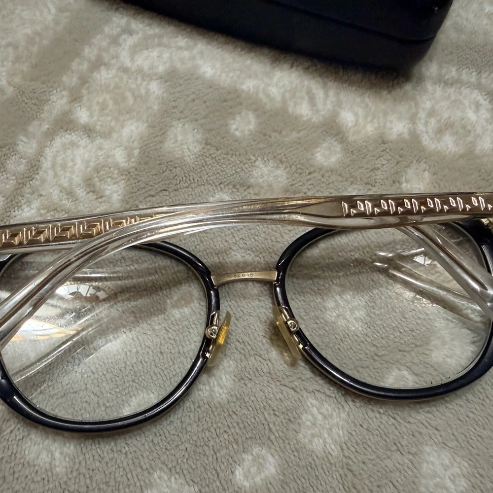 Versace Black and Gold Round Optical Glasses